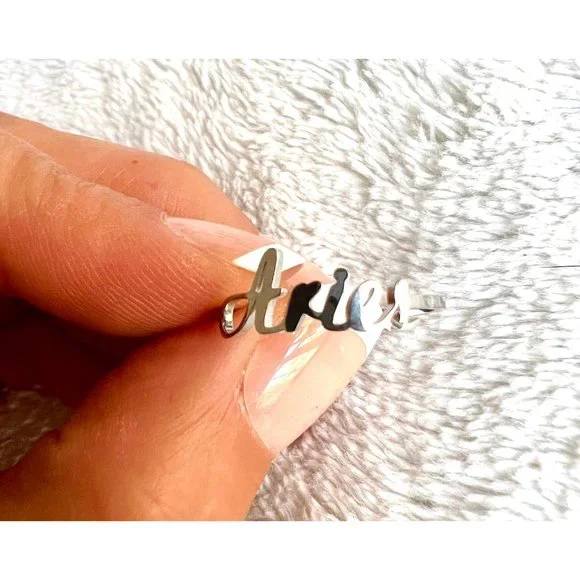 Stainless Steel ZODIAC Horoscope Rings - Picture 8 of 9